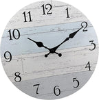 Plumeet Smaill Wall Clock, 10'' Frameless Wooden Wall Clocks with Silent Quartz Movement, Rustic Coastal Country Village Clocks Decorative for Kitchen Bedroom Living Room