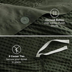 Bedsure Cotton Duvet Cover King - 100% Cotton Waffle Weave Olive Green Duvet Cover King Size, GentleSoft™ and Breathable Bedding Set for All Season, 3 Pieces, 104"x90"