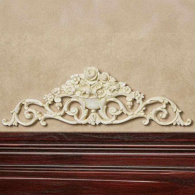 Touch of Class Giovana Ivory Acanthus Leaves and Roses Wall Topper - Picture Enhancements - Wall Decor Hanging for Bedroom, Bathroom, Dining Room, Living Room, Office