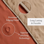 Vianney King Size Comforter Novo Terracotta Reversible Lightweight Quilt Blanket 110x93 inches Soft Cozy Bedding in Reddish Brown and Light Brown