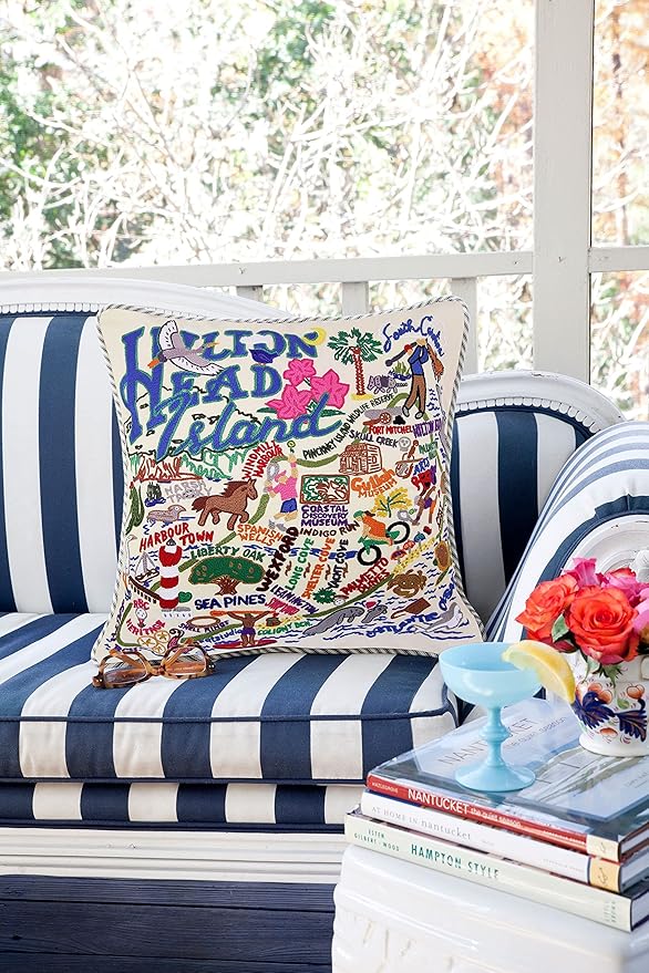 Catstudio Hilton Head Embroidered Decorative Throw Pillow