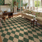 Lahome Checkered Washable Rugs 8x10, Easy Jute Rug for Living Room Patio, Farmhouse Neutral Indoor Outdoor Carpet Non Slip Non Shedding Floor Carpet for Office Deck Backyard