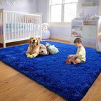 6x9 Fluffy Fuzzy Area Rug for Living Room Bedroom, Ultra Soft Large Living Room Rugs, Non Slip Thick Shag Rug for Dorm, Kids Girls Boys Rug for Home Decor Aesthetic, Bright Blue