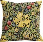 Charlotte Home Furnishings Throw Pillow Covers, Decorative Boho Pillow Cover for Couch, Living Room, Golden Lily Black Square Cushion Cases 18x18 in, European Cotton Jacquard Woven, Cozy Bedroom Decor