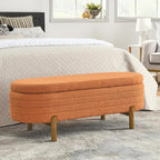 Furniliving 46” Storage Benches, End of Bed Bench with Button-Tufted Large Upholstered Storage Ottoman Teddy Window Bench with Storage Shoe Cabinet Bench, for Bedroom, Entryway, Closet, Orange