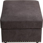 Ottoman Rectangular Storage Ottoman Bench, Flannel Footrest Stool Footstool with Lid for Living Room, Bedroom, Entryway, Brown, 33.5"x25.5"x18"