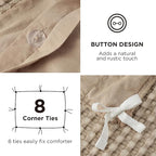 Bedsure Cooling Waffle Duvet Cover King - Cotton Blend Rayon Derived from Bamboo Duvet Cover Set for Hot Sleepers, Breathable Bedding Set with a Vintage Charm, 3 Pieces (Taupe, King, 104"x90")