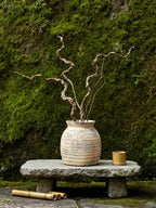 Rustic Vintage Ceramic Vases ，White Terracotta Decorative Flower Boho Vintage Wide-Mouth Vase for Living Room Bedroom Kitchen Office Decor Centerpiece Table Decorations 5.71Inch