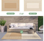 GENIMO Outdoor Rug 5'x8' Waterproof for Patio Decor, Reversible Outdoor Plastic Straw Rug Carpet, Camping Mats for Outdoor, RV, Backyard, Deck, Balcony, Picnic, Brown & Beige