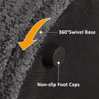 VANOMi Multi-Functional Boucle Ottoman, Vanity Stool Chair, Sturdy Rotating Wooden Footstool, Suitable for Living Room, Bedroom, and Entryway, Without Installation, Swivel, Dark Grey