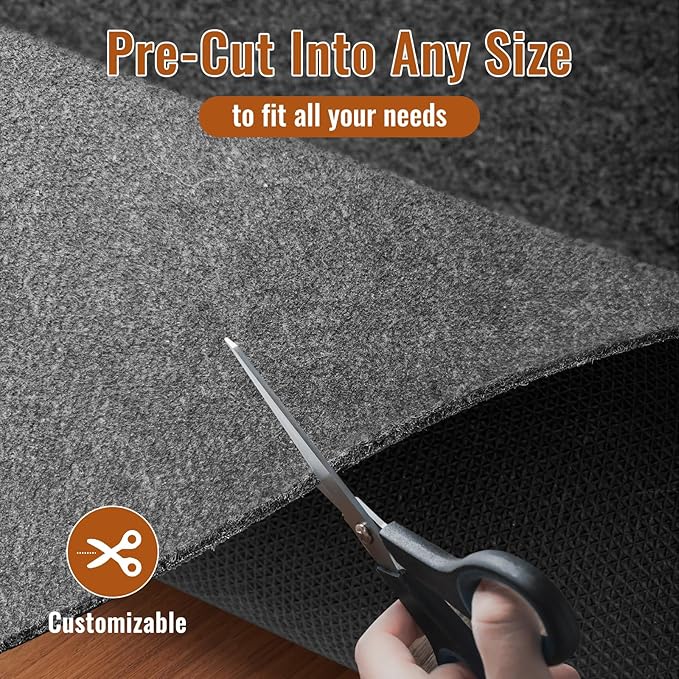 Felt Rug Pad, 2 x 8 Ft Rubber Non-Slip Rug Pad Gripper, Keep Rugs Secure and in Place, Extra Strong Under Carpet Mat Cushion - for All Floors