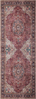 Keen Home Design 2x10 Rug - Machine Washable Runner Rug with Non-Slip Backing, Ideal for Hallway, Entryway, Kitchen, Laundry Room - Vintage, Easy Clean, Durable, Low Pile - (2'6" x 10')