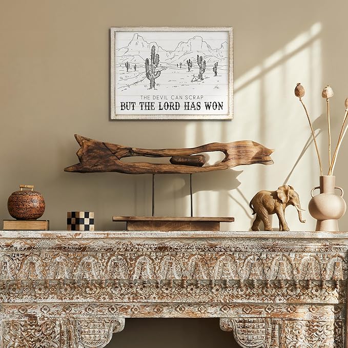 Putuo Decor Bohemian Western Wall Decor, Artistic Cowboy Prints, Square Wall Pediments for Living Room and Hallway (Cactus)