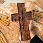 BGCOPPER Crucifix Wall Cross Handmade Wooden Cross with Hook, Christian Wall Art Jesus Wall Cross Gifts for Church Home Room Decor Christmas Cross - 14 Inch