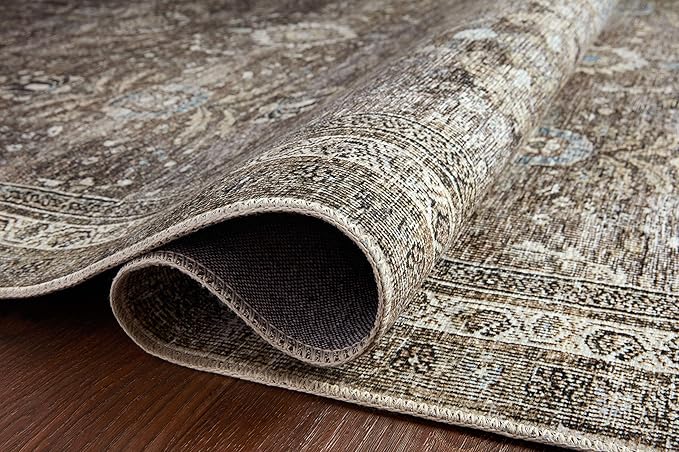 Loloi Layla Collection LAY-13 Antique/Moss 9'-6" x 14' .13" Thick Area Rug, Soft, Durable, Vintage Inspired, Distressed, Low Pile, Non-Shedding, Easy Clean, Printed, Living Room Rug