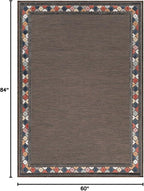 Beverly Rug Outdoor Rug 5x7 Modern Bordered Area Rugs for Indoor and Outdoor Patio Easy to Clean Non Shedding Living Room Porch Garden Washable Outside Carpet (5 x 7 Brown)