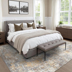 Area Rugs 6x9 for Living Room Bedroom, Modern Abstract Machine Washable Rug, Large Soft Low Pile Floor Cover with Non Slip Backing for Dining Room, Warm Beige Mist