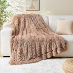 GONAAP Fuzzy Faux Fur Throw Blanket Twin Size Taupe Super Soft Cozy Plush Fuzzy Shaggy Blanket for Couch Sofa Bed (Taupe, Twin(60"x80"))