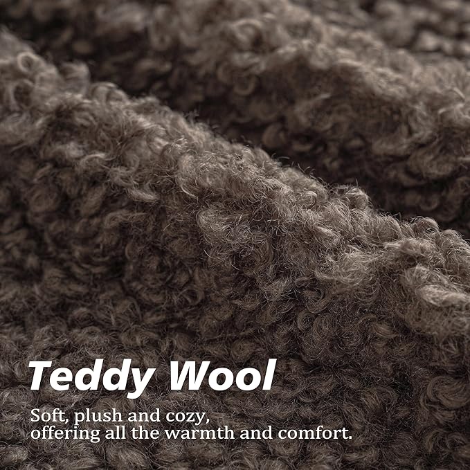 Foindtower Set of 2 Curly Teddy Wool Pillow Covers Decorative Boucle Textured Lumbar Throw Pillow Faux Fur Pillowcases Sheepskin Cushion Case for Sofa Bedroom Car 12"x20" Chocolate