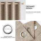 MIULEE 100% Blackout Linen Textured Curtains for Bedroom Solid Thermal Insulated Copper Brown Grommet Room Darkening Curtains & Drapes Luxury Decor for Living Room Nursery 62 x 96 Inch (2 Panels)