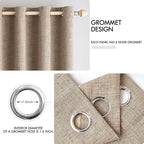 MIULEE 100% Blackout Linen Textured Curtains for Bedroom Solid Thermal Insulated Copper Brown Grommet Room Darkening Curtains & Drapes Luxury Decor for Living Room Nursery 52 x 96 Inch (2 Panels)