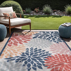 Beverly Rug Outdoor Rug 8x10 Modern Floral Tropical Area Rugs for Indoor and Outdoor Patio Easy to Clean Non Shedding Living Room Porch Garden Washable Outside Carpet (8 x 10 Multicolor)