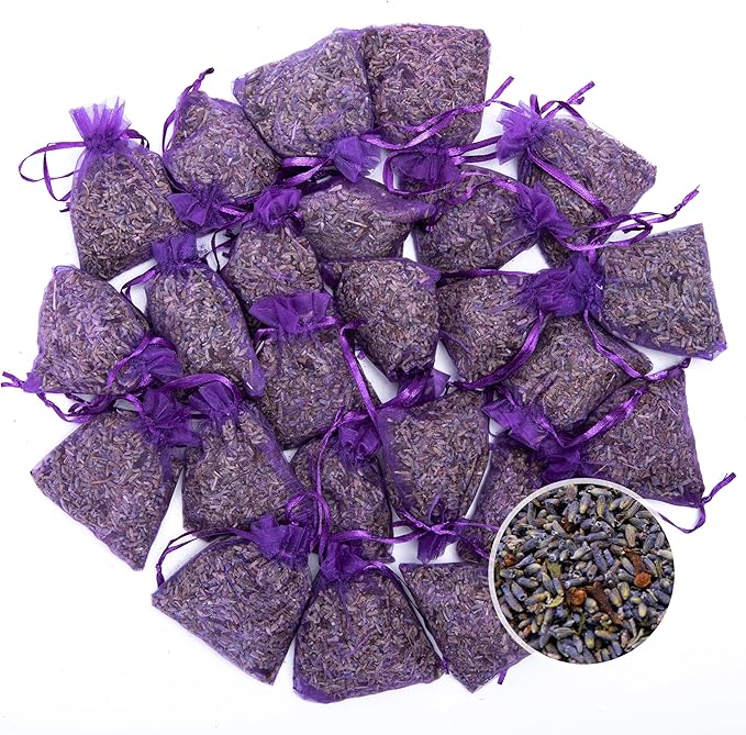 Pack of 24 Lavender and Cloves Sachets for Clothes Storage, Home Fragrance Sachet for Closets, Garment Bag or Drawers, LV-H-1