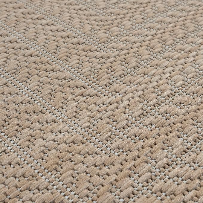 Adiva Rugs Outdoor Indoor Area Rug, Weather Resistant, Easy to Clean, Stain Resistant Floor Mat for Dining Room, Backyard, Deck, Patio (Natural Beige, 2'6" x 7')