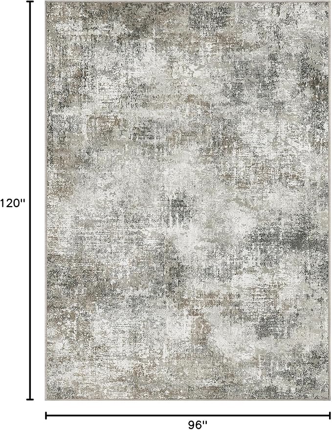 GENIMO Washable Area Rugs for Living Room, 8x10 Modern Non Slip Rugs, Low Pile Lightweight Soft Print Rug for Bedroom, Dining Room, Home Office, Grey