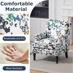 Accent Chair, Modern Comfy Mid-Century Anthropologie Accent Chairs, Linen Upholstered Wingback Lounge Arm Chair with Solid Wood,Single Floral Pattern Chair for Living Room/Balcony/Bedroom