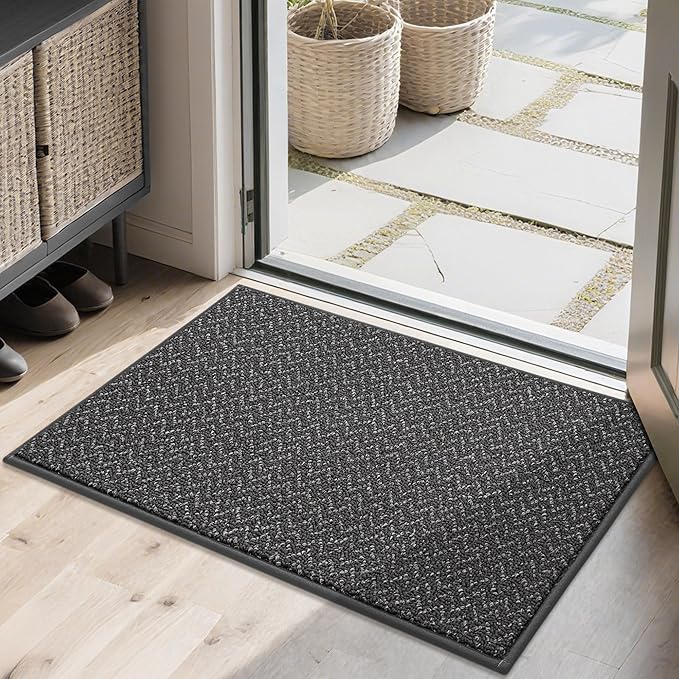 COSY HOMEER-Door-Mat 20" x 32" Non Slip Absorbent Entryway Rugs Dirt Trapper Doormats Washable Entrance Mats Low Pile Welcome Floor Mat for Front Back Door and Entry Mats,Dark Grey