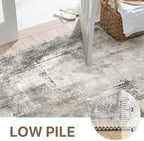 Area Rugs 8x10 Machine Washable Rug for Bedroom Living Room Dining Room, Large Modern Abstract Soft Rugs, Indoor Low Pile Carpet with Non Slip Rubber Backing, Abstract Gray