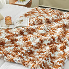 Amélie Home Chunky Knit Throw Blanket for Couch, Soft Chenille Crochet Blanket for Sofa, 50"x60", Space-Dyed Burnt Orange