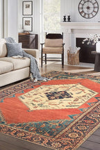 Keen Home Design 8x10 Rug - Machine Washable Area Rug with Non-Slip Backing, Ideal for Living Room, Dining Room, Bedroom - Vintage, Easy Clean, Durable, Low Pile Rug - (8' x 10')