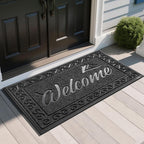 Yimobra Welcome Mat, Heavy Duty Sturdy Door Mats for Home Entrance Outdoor Indoor, Front Doormat for Outside Patio Floor Entry Porch Garage Office, Waterproof, Low Profile, 47 x 24, Black