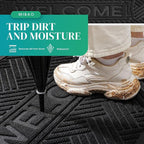 Mibao Front Door Mat Outside Entrance, Durable Outdoor Indoor Mat, Low Profile Heavy Duty Doormat, Non-Slip, Traps Dirt and Moisture, Easy Clean Patio Porch Entryway Mat, 29.5" x 17", Black