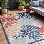 Beverly Rug Outdoor Rug 8x10 Modern Floral Tropical Area Rugs for Indoor and Outdoor Patio Easy to Clean Non Shedding Living Room Porch Garden Washable Outside Carpet (8 x 10 Multicolor)
