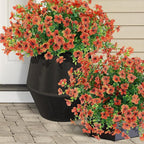 10 Bundles Artificial Faux Flowers for Outdoor,10Pcs Fake Flowers for Home Decor,Plastic Flowers Shrubs Lifelike Artificial Greenery Home Porch Stems Outside Deco(Orange)