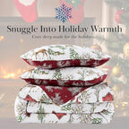 Southshore Fine Living, Inc. Christmas Quilt Twin/Twin XL with Pillow Sham, Reversible Holiday Farmhouse Bedding Set, 2-Sided Coverlet, Twin/Twin XL Bedspread - White Christmas Theme