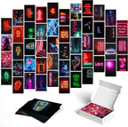 Y2K BOO Blue Neon Wall Collage Kit - 50 Vibrant Photos for Dreamy Spaces, Perfect Room Decor, Trendy Aesthetic Photos 4x6, Magical Wall Art