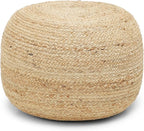 REDEARTH · Jute Circular Jute Pouf Ottoman - Braided Pouffe Accent Sitting Round Footrest for Living Room, Bedroom, Nursery, kidsroom, Patio, Gym; 100% Jute (19.5"x19.5"x14"; Jute Natural)
