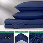 Full Sheets by Pure Bamboo, Genuine 100% Organic Viscose Derived from Bamboo Bed Sheet Set, Luxuriously Soft & Cooling, Double Stitching, Lifetime Quality Promise (Full, Cobalt Blue)