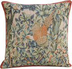 Charlotte Home Furnishings Decorative Tapestry Pillow Cover 14x14 in, Green Pheasant Couch Throw Pillow Cover, French Country Square Cushion Cases for Bed Room Home Decor, Soft Cotton Jacquard Woven