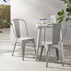 Amazon Basics Metal Dining Chairs, 4 Count, Dark Grey, 20.1 x 17.1 x 33.5 inches