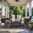 GENIMO 4 ' x 6 ' Outdoor Rug for Patio, Waterproof Indoor Outdoor Plastic Straw Rugs Carpet, Reversible Outside Area Mat for Camping, Balcony Porch, Deck, Picnic, Beach Black Grey