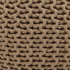 REDEARTH Round Pouf Ottoman - Hand Knitted Cable Boho Poof Home Décor Pouffe Circular Footrest for Living Room - Bedroom - Lounge - 100% Cotton (19.5"x19.5"x14") - Beige