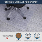 SALLOUS Clear Chair Mat for Carpet, 53" x 45" Heavy Duty Vinyl Floor Mat for Carpeted Floors, Gaming Chair Mat with Tap, Rolling Under Desk Floor Mat for Home Office
