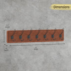 HBCY Creations Rustic Brown Solid Wood Wall Mounted Coat Rack with Shelf, 7 Hooks, 34" Long - Kitchen, Mudroom, Entryway, Bathroom - Includes Mounting Hardware, Coat Hanger, Dog Leash Hooks