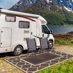 GENIMO Outdoor Rug 8' x 10' Patio Waterproof, Foldable Reversible Plastic Straw Area Rugs Mat for Camper Decor, Outside Carpet for Rv, Deck, Porch, Picnic, Beach, Balcony, Coffee & Beige