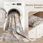 Tortania Washable 12x15 Area Rug for Living Room: Modern Abstract Neutral Large Soft Thin Rugs - Non Slip Indoor Carpet for Bedroom Dining Room Office Nursery Home Floor Decoration - Colorful Multi